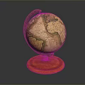Vintage Globe With Wooden Base And Colorful Map Design On Stand