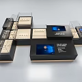 Modern Black Display Shelves With Glass Showcase And Organized Retail Compartments