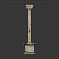 Decorative Classical Stone Column With Textured Shaft And Green Pedestal Base 3d model