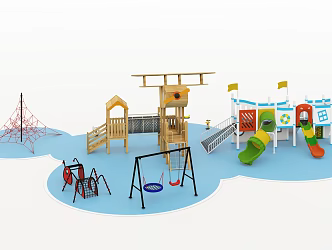 Pirate ship aircraft amusement equipment 3d model