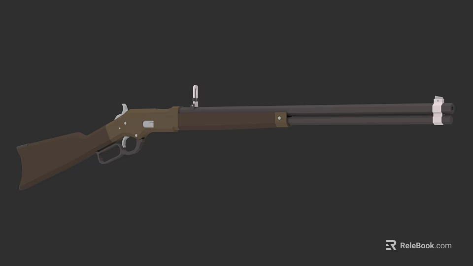 Vintage Hunting Rifle Featuring Wooden Stock Polished Metal Barrel And Classic Design 3d model 