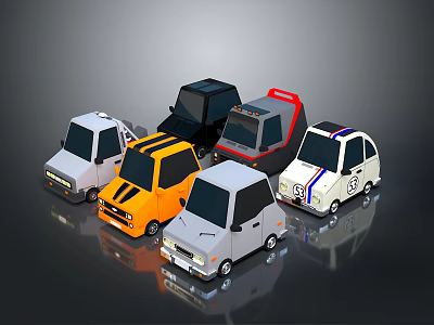 Colorful Small Cartoon Car Models With Various Styles And Different Colors 3d model