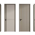 Modern Hinged Doors Featuring Gray Wood Grain Sleek Design Decorative Lines And Handles