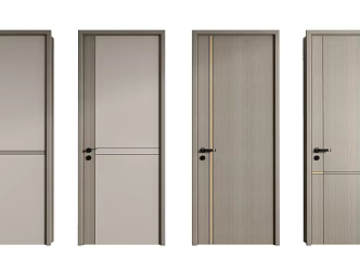 Modern swing door single door bedroom door 3d model
