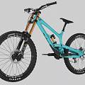 Light Blue Mountain Bike Equipped With Suspension And Large Tires