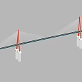 Modern Cable Stayed Bridge Structure With Red Pylons White Piers And Roadway 3d model