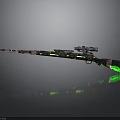 Camouflage Rifle With Green Glowing Elements And Scope Design