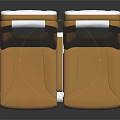 Comfortable Two Adjacent Seats Furniture With Brown Leather Upholstery White Headrests And Metal Frame
