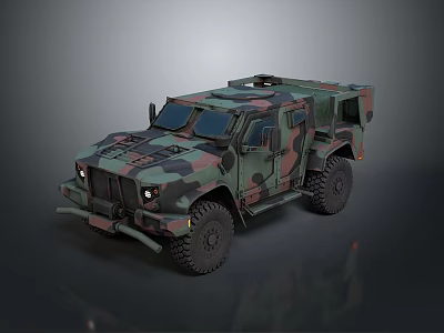Camouflage Armored Military Vehicle With Off Road Design And Front Bumper 3d model