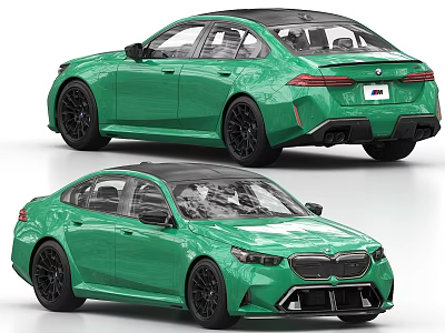 Vibrant Green Sporty Sedan Exterior With Black Wheels Black Roof And Sleek Design 3d model