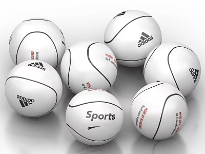 Multiple White Adidas Sports Balls As Essential Sports Training Equipment 3d model