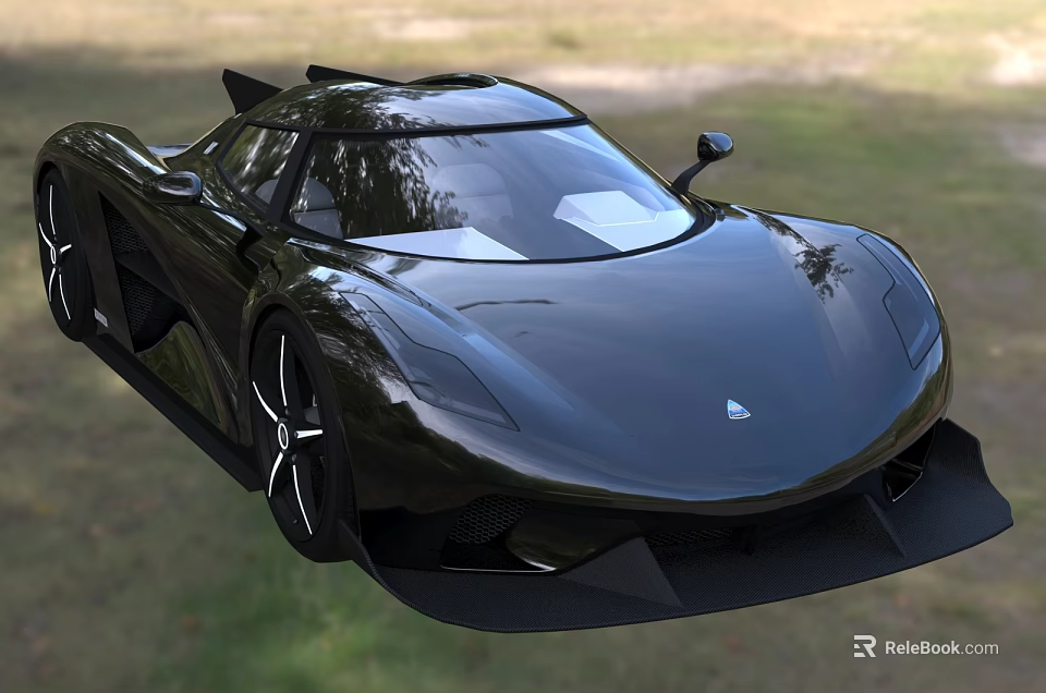 Black Sleek Supercar Featuring Streamlined Design Unique Body Shape And Sporty Exterior 3d model 