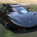 Black Sleek Supercar Featuring Streamlined Design Unique Body Shape And Sporty Exterior