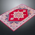 Traditional Oriental Rug Design With Red Central Medallion And Intricate Geometric Patterns