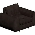 Modern Brown Leather Single Sofa With Comfortable Armrests And Tufted Seat 3d model