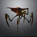 Mythical Multi Limbed Fantasy Creature With Red Black Body And Glowing Yellow Limbs