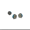 Three Vintage Blue Metal Alarm Clocks With White Dials And Black Hands