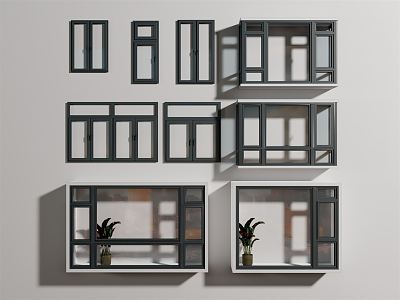 modern floor-to-ceiling window floor-to-ceiling window bay window flat window combination 3d model