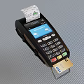 Card Payment Terminal Processing Visa Credit Card Transaction With Receipt 3d model