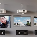 Projection Monitoring System With Wall Mounted Projectors And Surveillance Display Screens