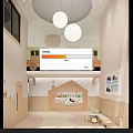Modern Kindergarten Interior Design With Open Kitchen And Child Friendly Decorations 3d model