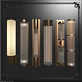 Modern Brass Wall Lamps With Transparent Glass Shades And Vertical Striped Design