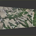 3D Natural Landscape Model With Rolling Mountains and Green Vegetation Areas