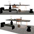 Modern Tea Table and Chair Tea Table and Chair Combination 3d model