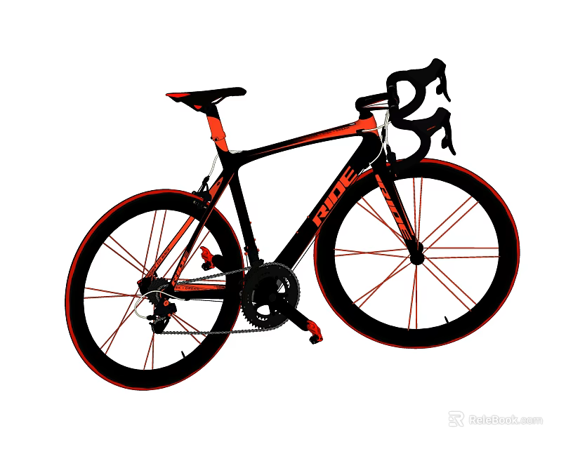 Black and Red Shimano Road Bike With Curved Handlebar And Sleek Frame 3d model 