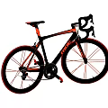 Black and Red Shimano Road Bike With Curved Handlebar And Sleek Frame