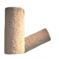 Natural Stone Wood Cylindrical Decorative Elements Two Pieces With Rough Textured Surface 3d model