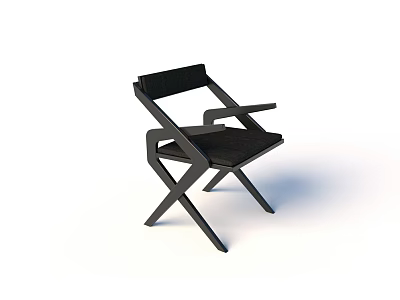 Modern Black Leisure Chair With Cross Legs And Armrest Design Details 3d model
