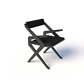 Modern Black Leisure Chair With Cross Legs And Armrest Design Details