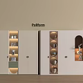 Poliform Modern White and Beige Wardrobe with Circular Design Elements and Illuminated Storage Compartments 3d model