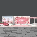 Nescafe MissCafe Exhibition Booth With Pink Floral Wall Red Car And Green Plants