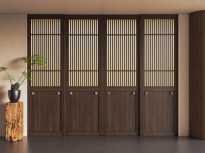 New Chinese-style sliding door 3d model