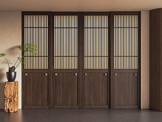 New Chinese-style sliding door 3d model