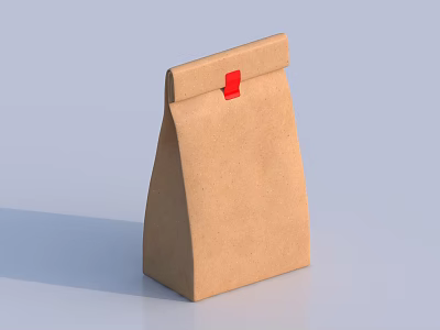 Minimalist Ornament Decoration Set With Brown Paper Bag And Red Label Design 3d model