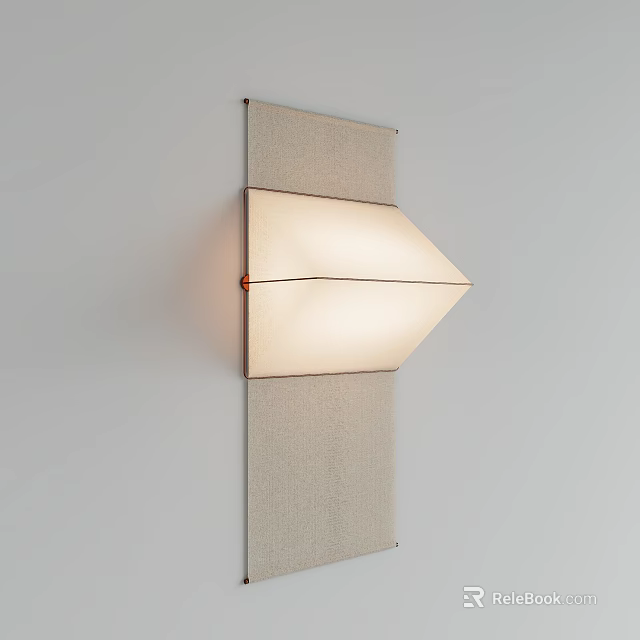 Modern Origami Shaped Wall Lamp With Fabric Shade Mounted On Light Wall 3d model 