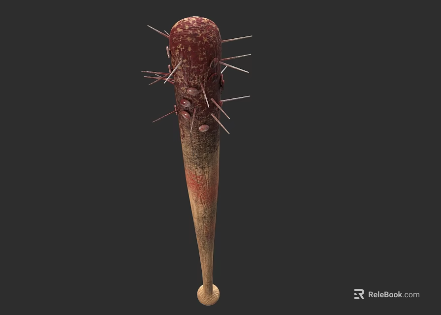 Spiked Medieval Weapon With Wooden Handle And Rustic Metal Spikes Design 3d model 