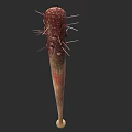 Spiked Medieval Weapon With Wooden Handle And Rustic Metal Spikes Design
