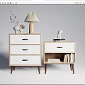 Modern Bedside Table Simple Bedside Table Drawer Type Solid Wood Bedside Table Lamp 3d model