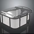 Modern Equipment with White Curved Top Transparent Side Panels and Sturdy Dark Frame Base