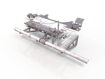 Industrial Mechanical Equipment With Long Metal Structure Support Frames And Components 3d model