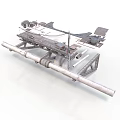 Industrial Mechanical Equipment With Long Metal Structure Support Frames And Components