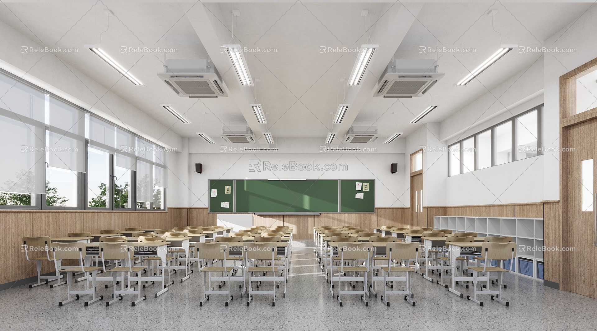 Modern school classroom desk black and white chandelier central air conditioning model