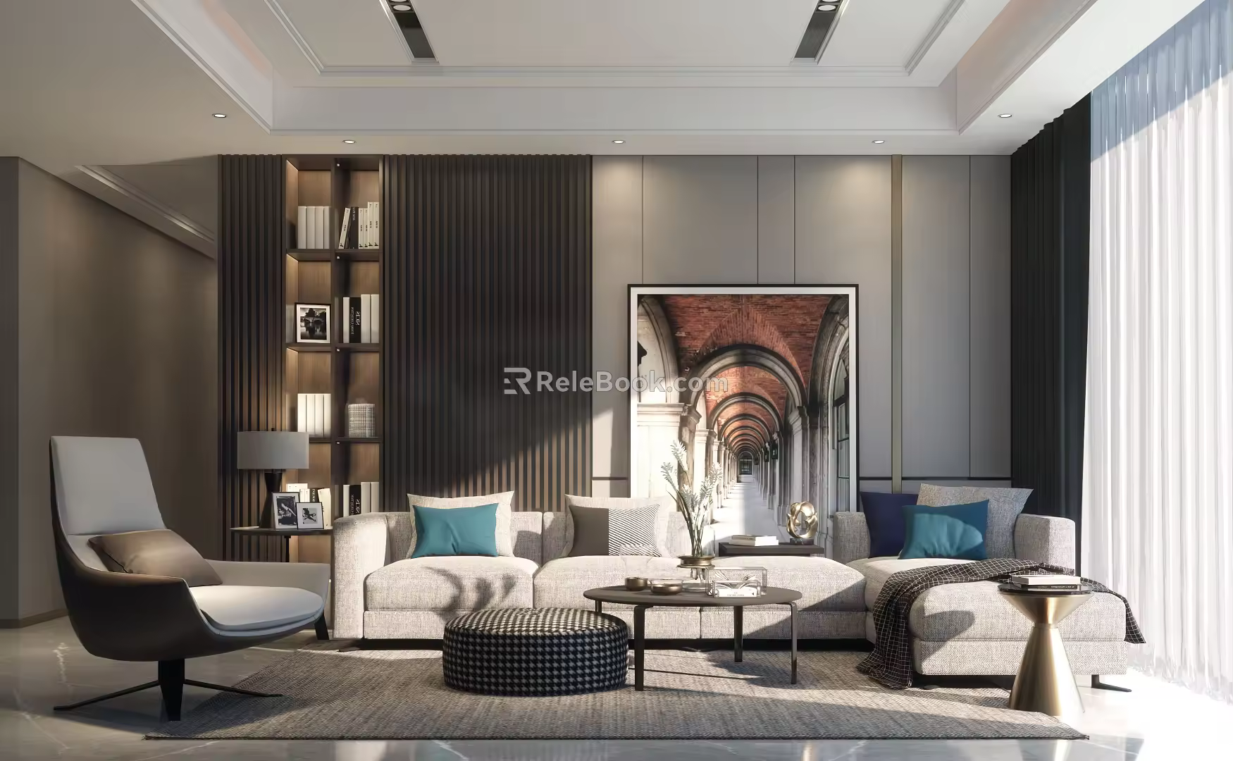 Modern Sofa Coffee Table Combination Simple 3d model