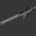 Tactical Submachine Gun With Silver Barrel Black Frame And Orange Grip 3d model