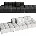 Modern Dark And Light Gray Modular Sectional Sofa With Tufted Design And Comfortable Cushions 3d model