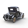 Black Vintage Convertible Car With Golden Spoke Wheels And Classic Design